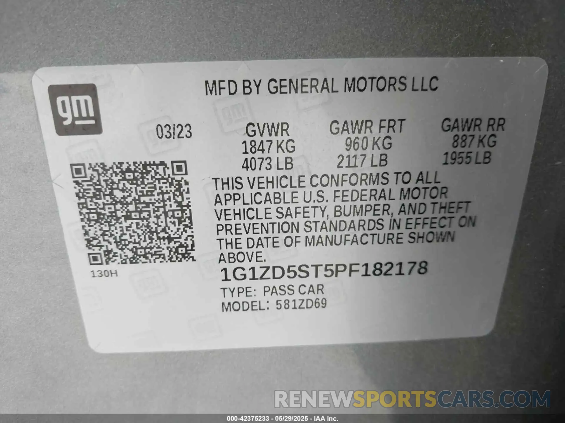 9 Photograph of a damaged car 1G1ZD5ST5PF182178 CHEVROLET MALIBU 2023