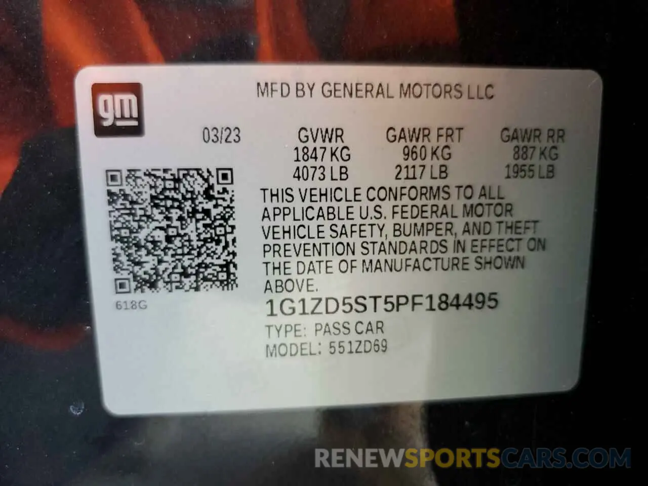 12 Photograph of a damaged car 1G1ZD5ST5PF184495 CHEVROLET MALIBU 2023