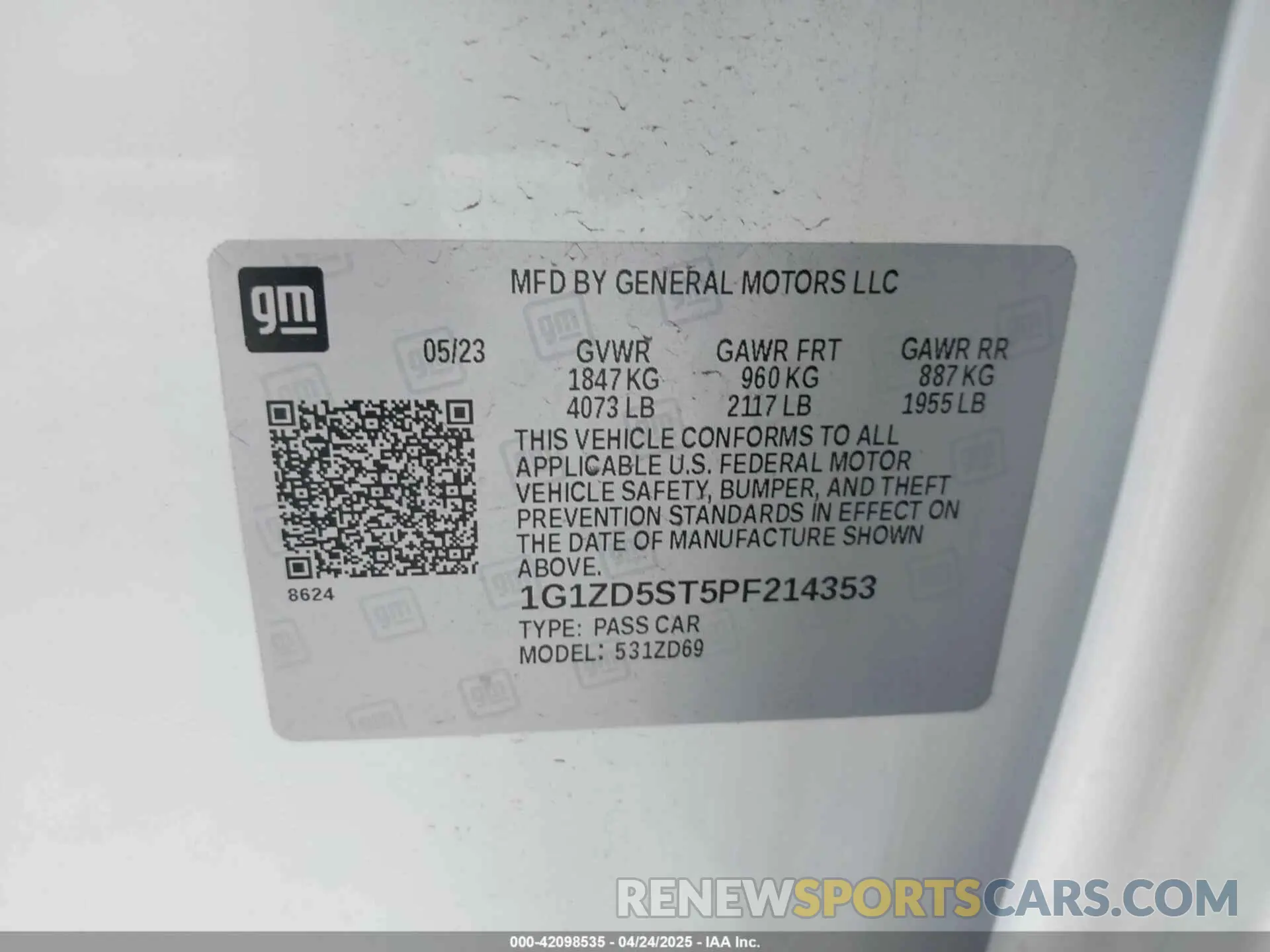 9 Photograph of a damaged car 1G1ZD5ST5PF214353 CHEVROLET MALIBU 2023