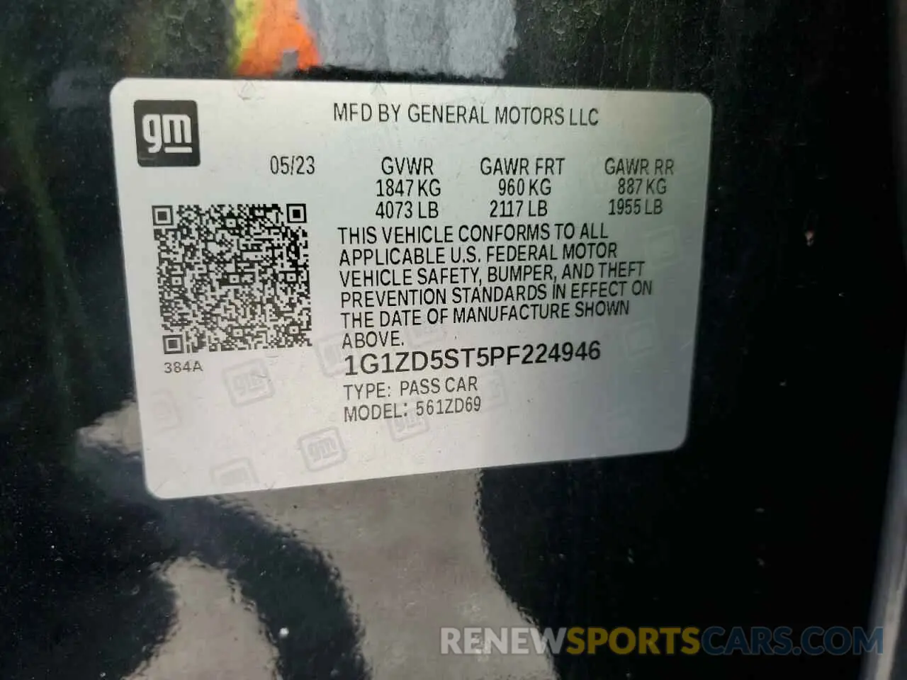 12 Photograph of a damaged car 1G1ZD5ST5PF224946 CHEVROLET MALIBU 2023