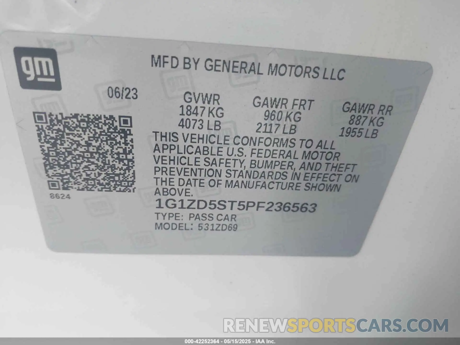 9 Photograph of a damaged car 1G1ZD5ST5PF236563 CHEVROLET MALIBU 2023