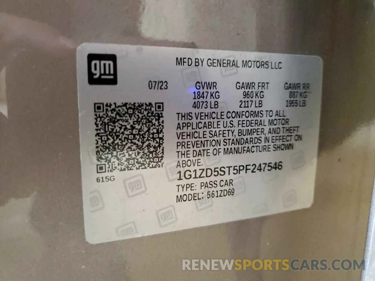 13 Photograph of a damaged car 1G1ZD5ST5PF247546 CHEVROLET MALIBU 2023