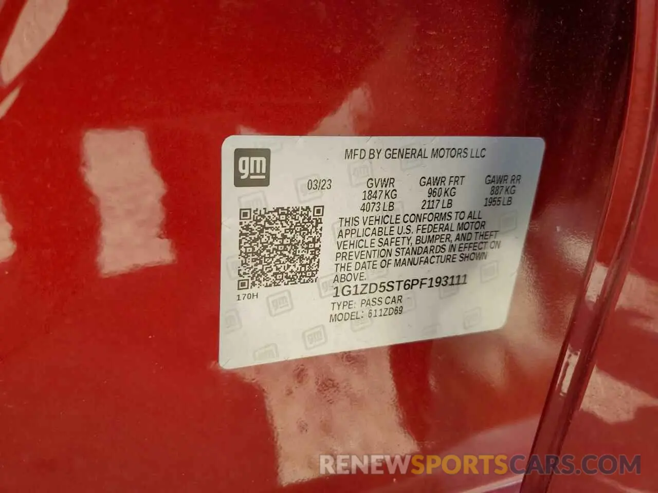 13 Photograph of a damaged car 1G1ZD5ST6PF193111 CHEVROLET MALIBU 2023