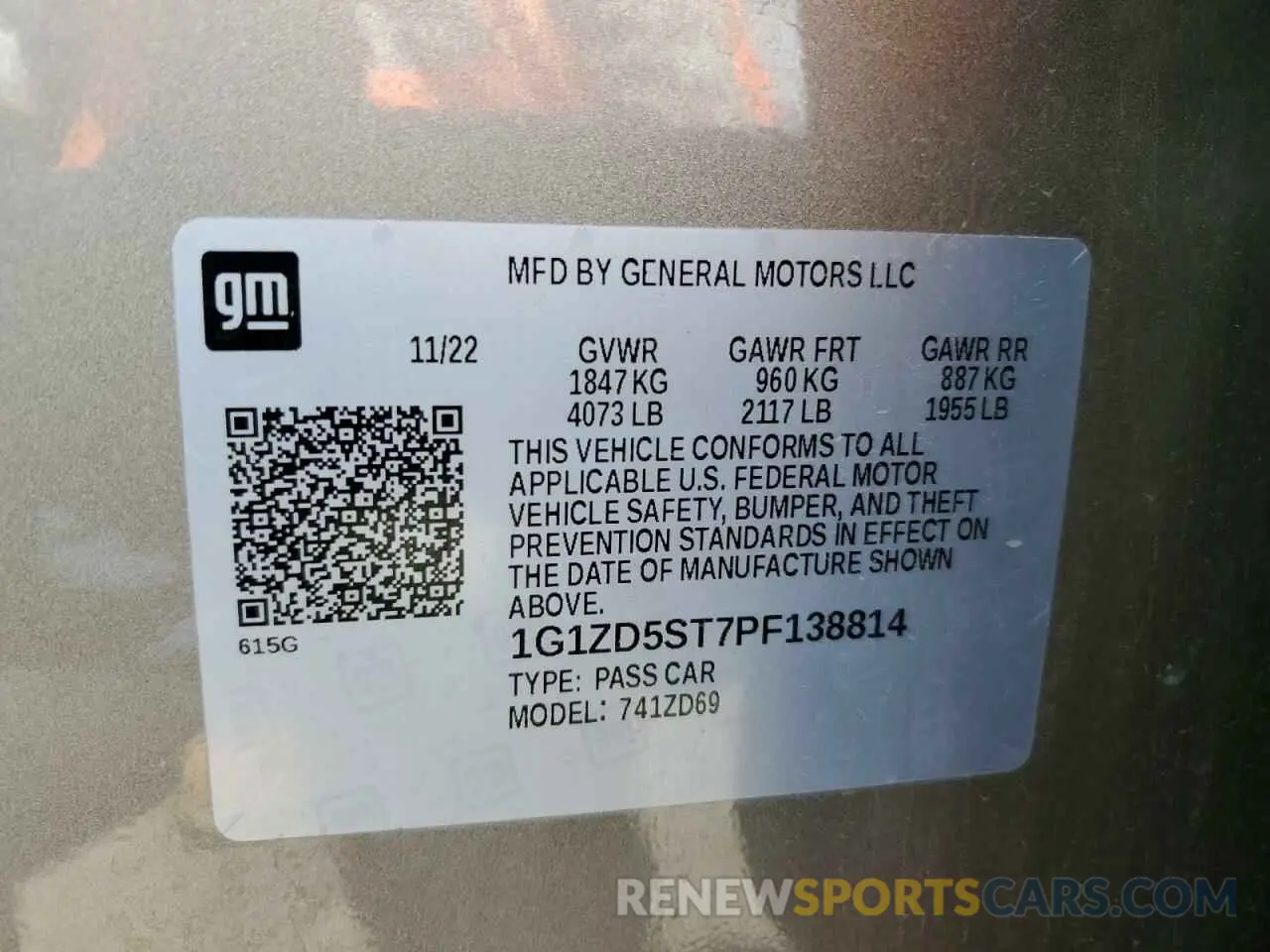 12 Photograph of a damaged car 1G1ZD5ST7PF138814 CHEVROLET MALIBU 2023