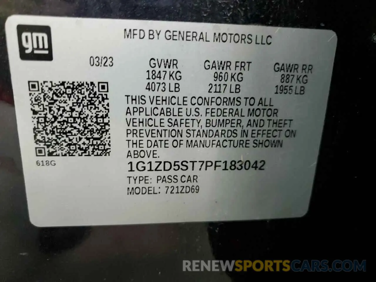 13 Photograph of a damaged car 1G1ZD5ST7PF183042 CHEVROLET MALIBU 2023