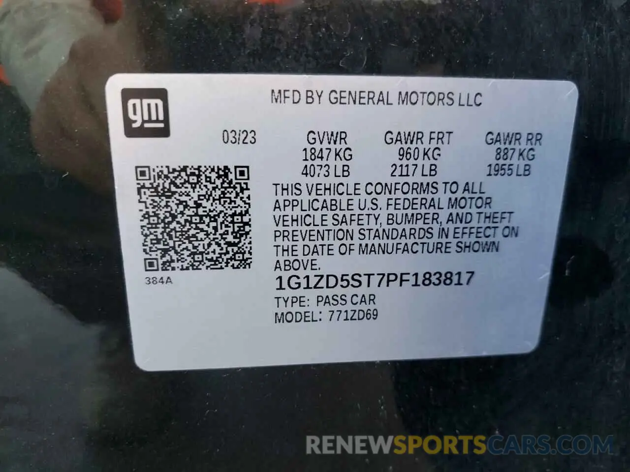 13 Photograph of a damaged car 1G1ZD5ST7PF183817 CHEVROLET MALIBU 2023