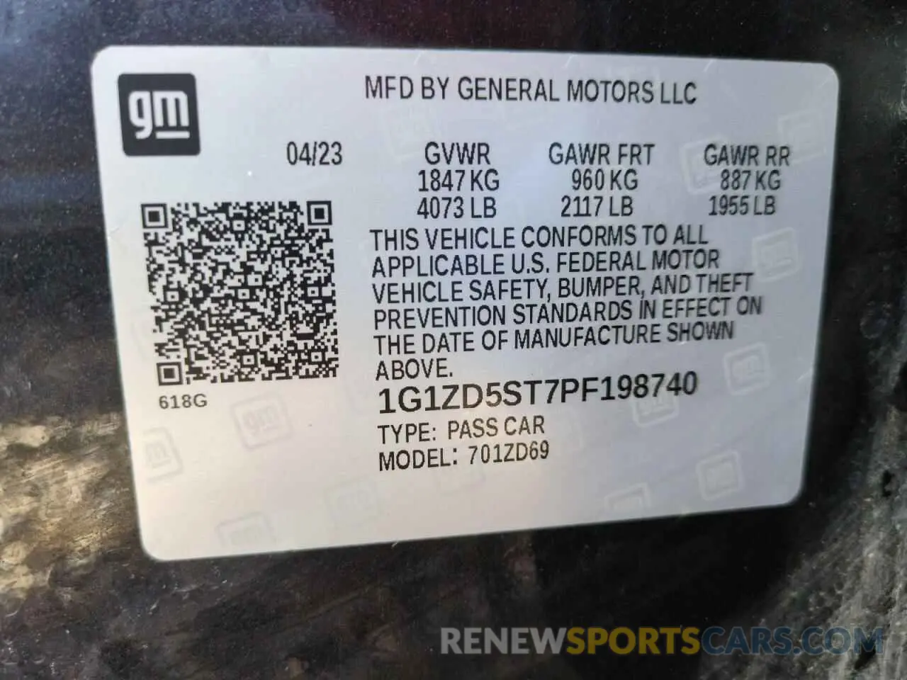 13 Photograph of a damaged car 1G1ZD5ST7PF198740 CHEVROLET MALIBU 2023