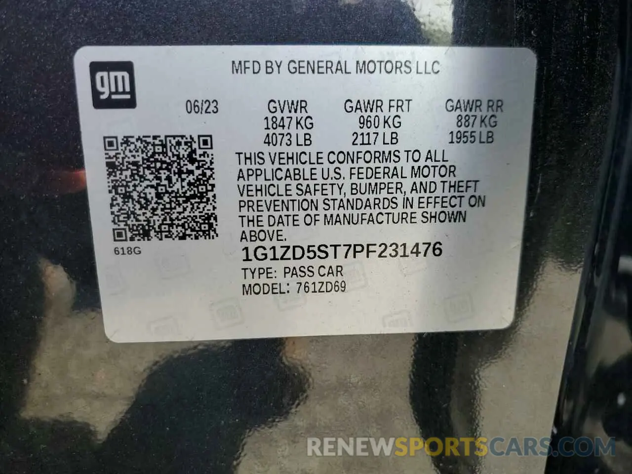 13 Photograph of a damaged car 1G1ZD5ST7PF231476 CHEVROLET MALIBU 2023