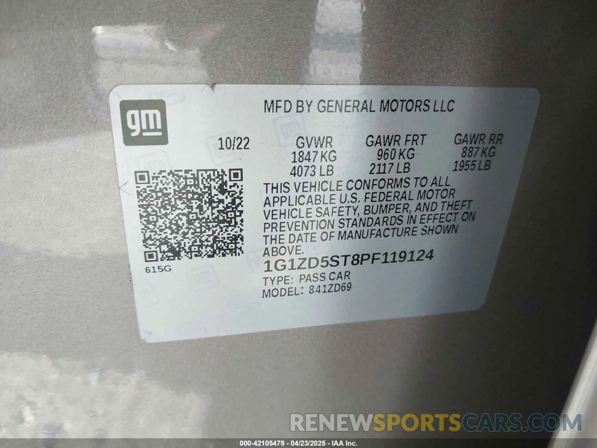 9 Photograph of a damaged car 1G1ZD5ST8PF119124 CHEVROLET MALIBU 2023