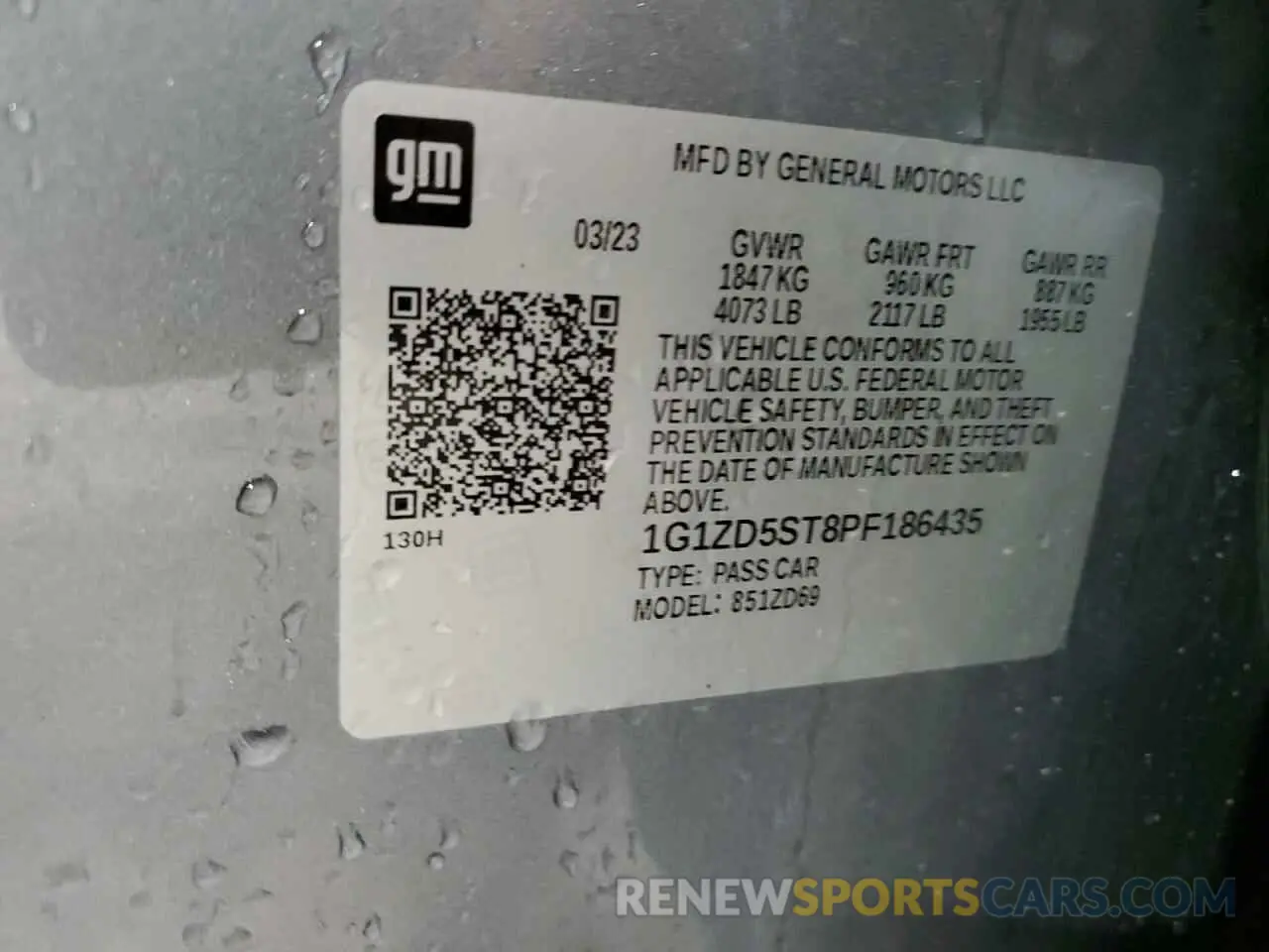13 Photograph of a damaged car 1G1ZD5ST8PF186435 CHEVROLET MALIBU 2023