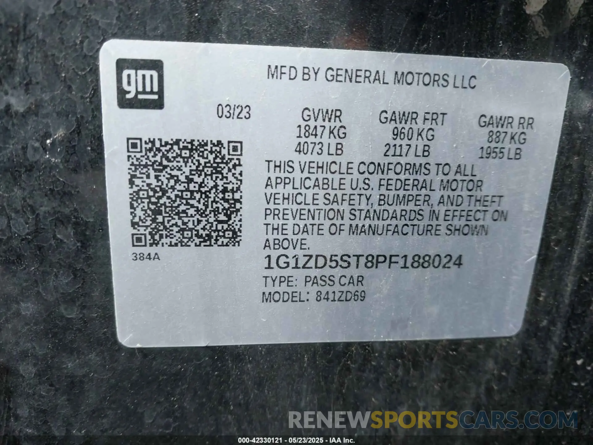 9 Photograph of a damaged car 1G1ZD5ST8PF188024 CHEVROLET MALIBU 2023