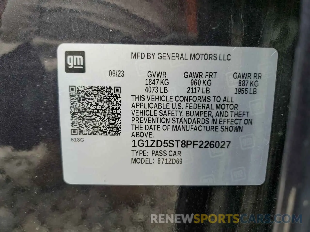 13 Photograph of a damaged car 1G1ZD5ST8PF226027 CHEVROLET MALIBU 2023