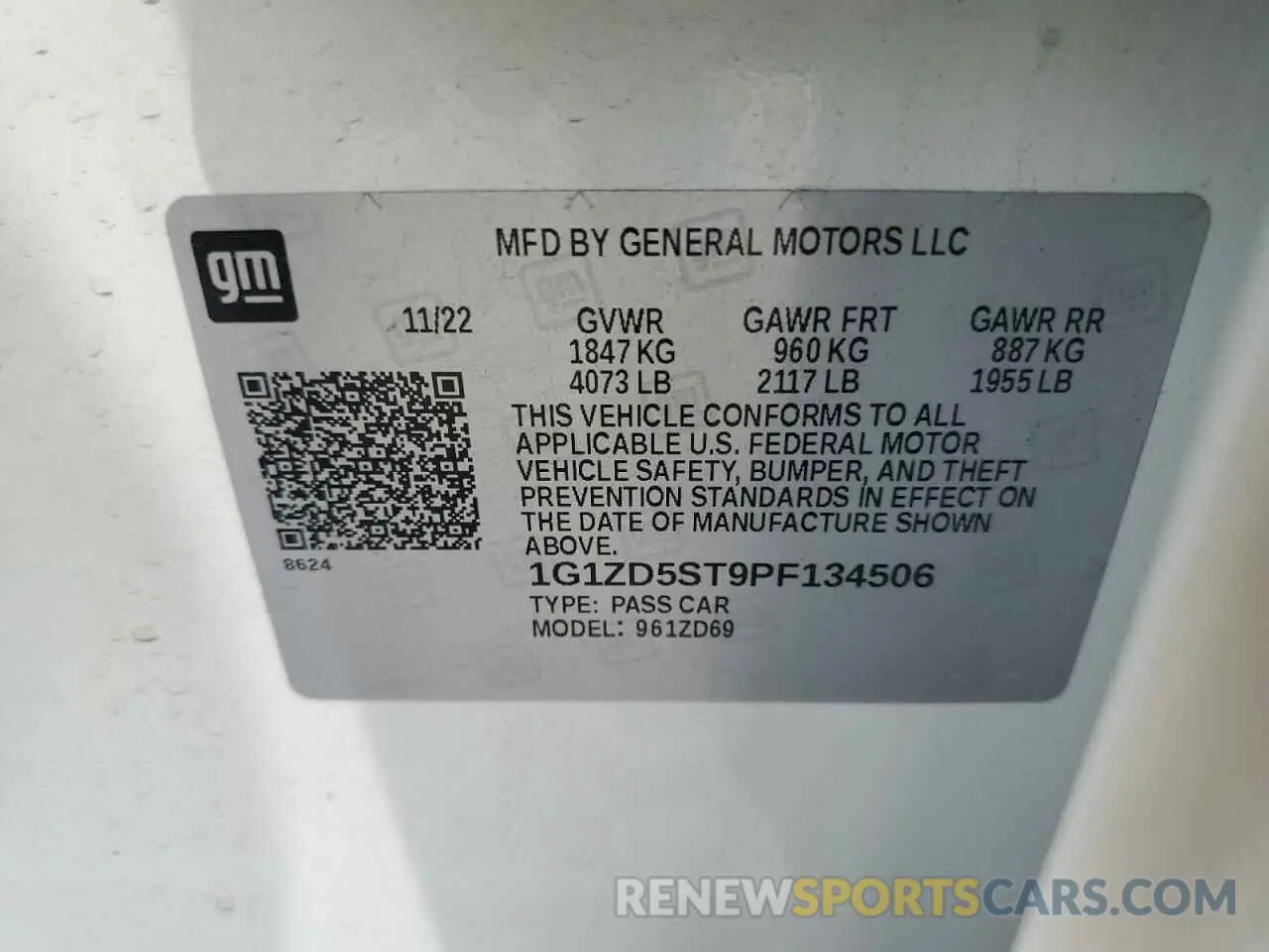 12 Photograph of a damaged car 1G1ZD5ST9PF134506 CHEVROLET MALIBU 2023