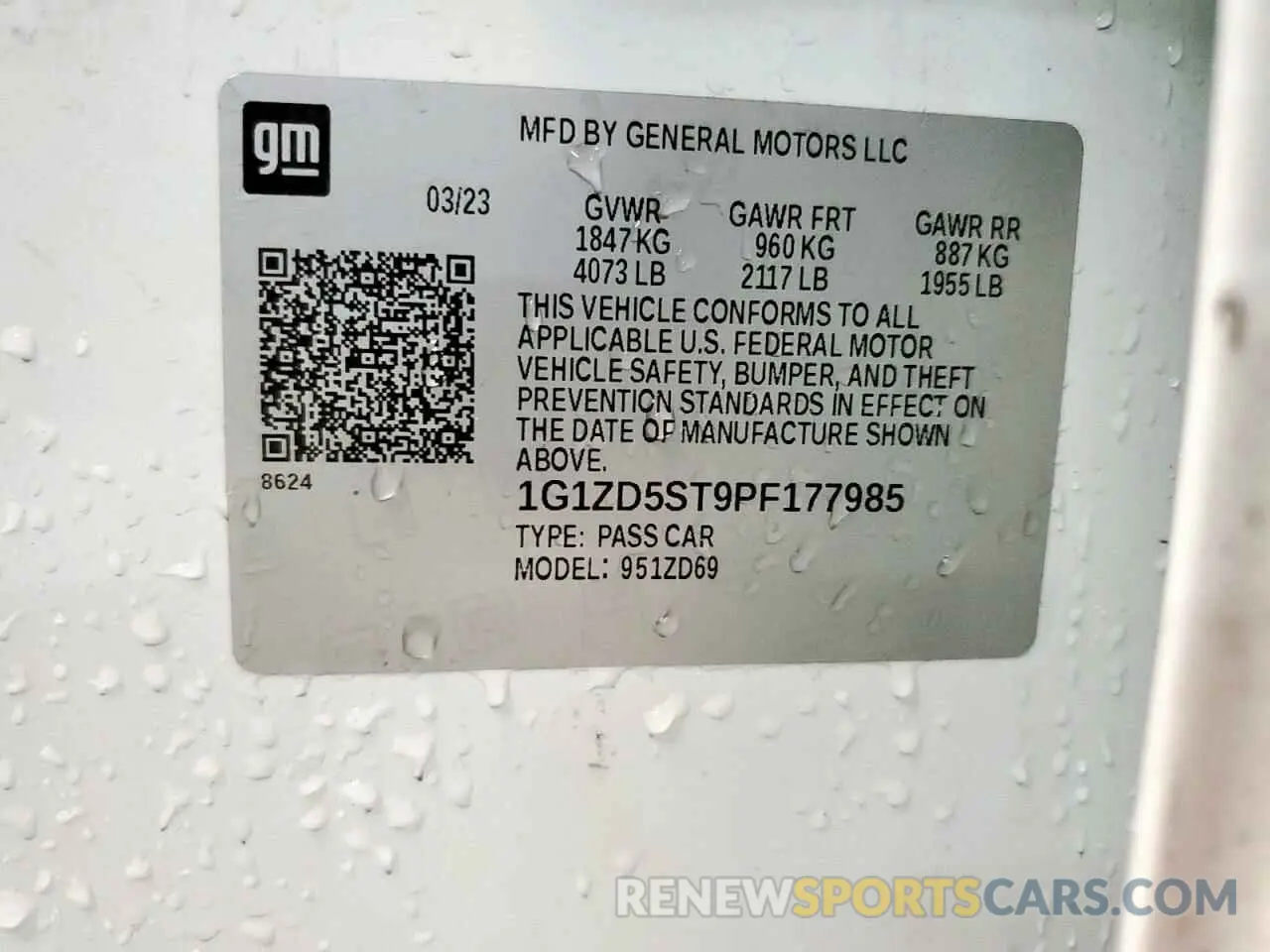 12 Photograph of a damaged car 1G1ZD5ST9PF177985 CHEVROLET MALIBU 2023