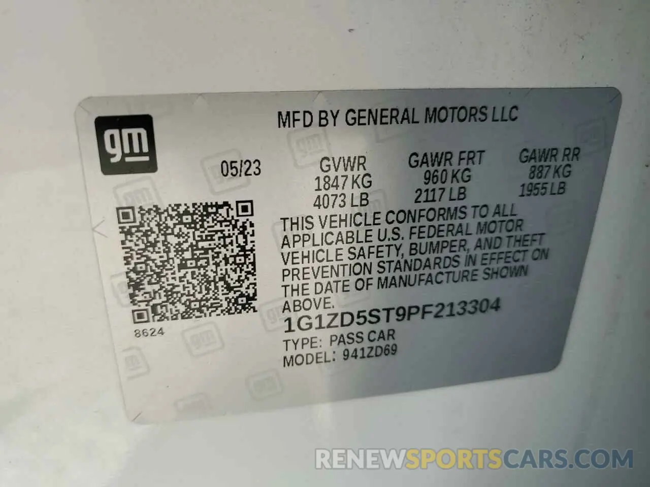 14 Photograph of a damaged car 1G1ZD5ST9PF213304 CHEVROLET MALIBU 2023