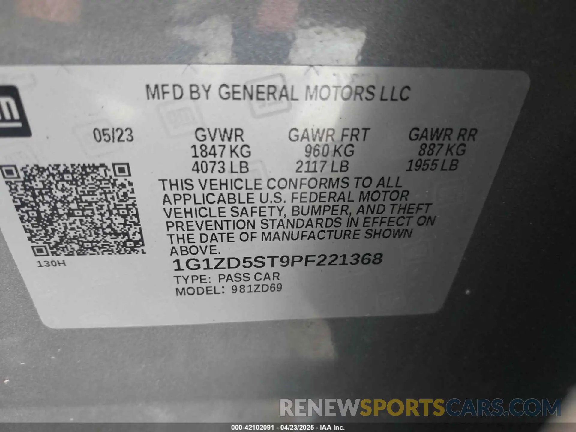 9 Photograph of a damaged car 1G1ZD5ST9PF221368 CHEVROLET MALIBU 2023
