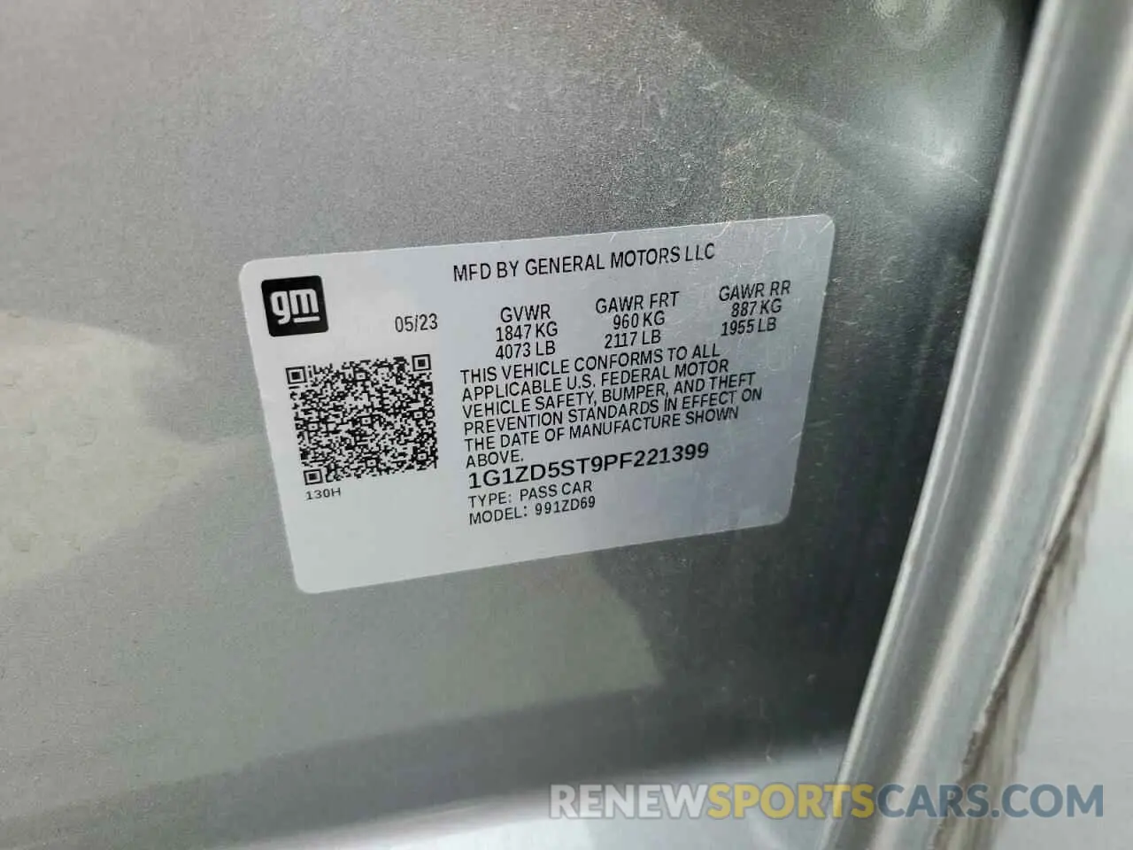 13 Photograph of a damaged car 1G1ZD5ST9PF221399 CHEVROLET MALIBU 2023