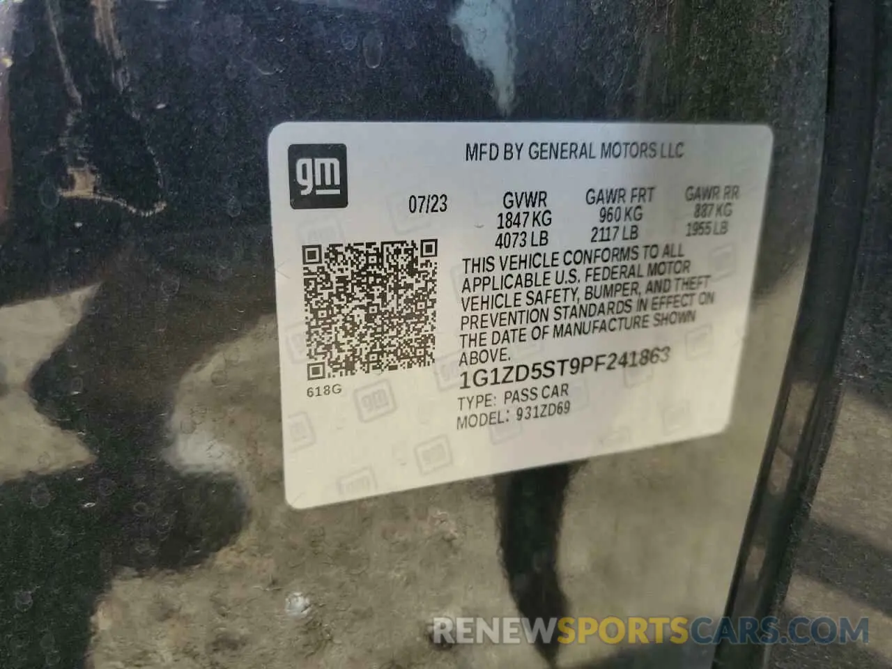 14 Photograph of a damaged car 1G1ZD5ST9PF241863 CHEVROLET MALIBU 2023