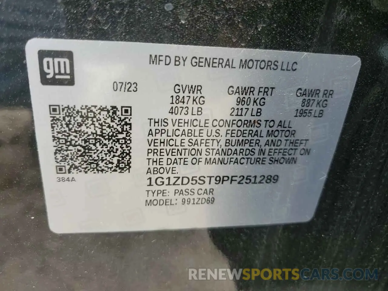 12 Photograph of a damaged car 1G1ZD5ST9PF251289 CHEVROLET MALIBU 2023