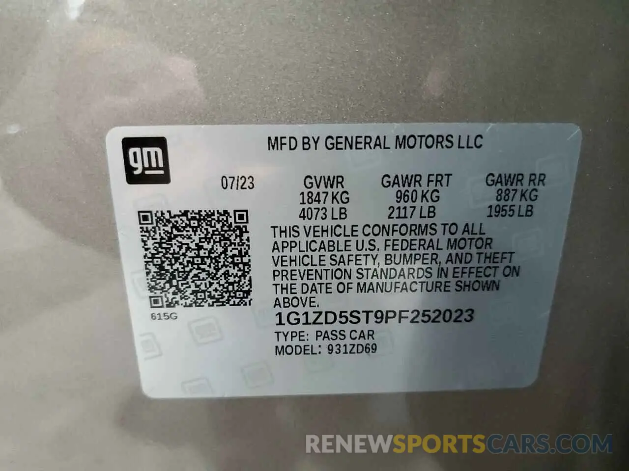12 Photograph of a damaged car 1G1ZD5ST9PF252023 CHEVROLET MALIBU 2023
