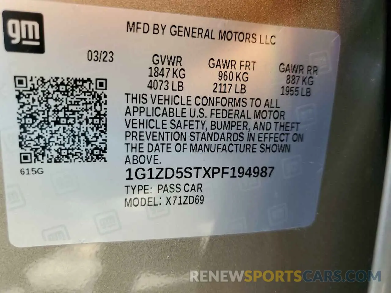 14 Photograph of a damaged car 1G1ZD5STXPF194987 CHEVROLET MALIBU 2023