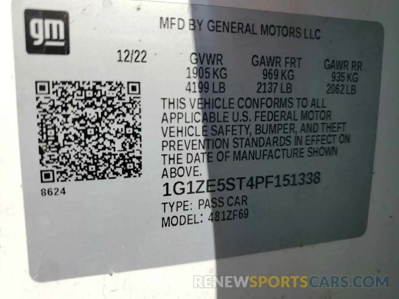 13 Photograph of a damaged car 1G1ZE5ST4PF151338 CHEVROLET MALIBU 2023