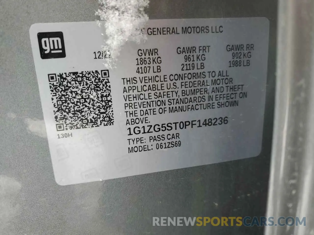 12 Photograph of a damaged car 1G1ZG5ST0PF148236 CHEVROLET MALIBU 2023