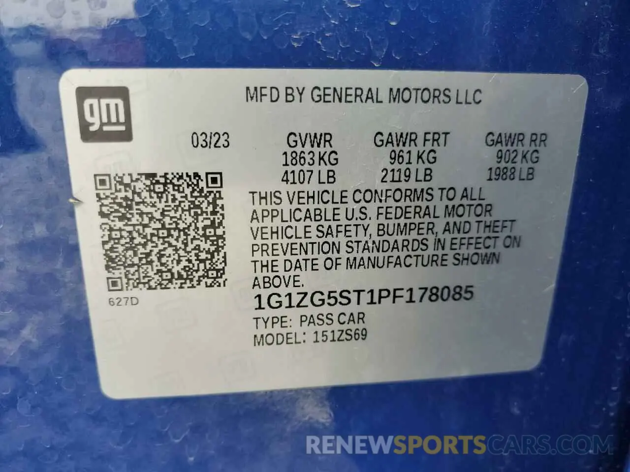 13 Photograph of a damaged car 1G1ZG5ST1PF178085 CHEVROLET MALIBU 2023