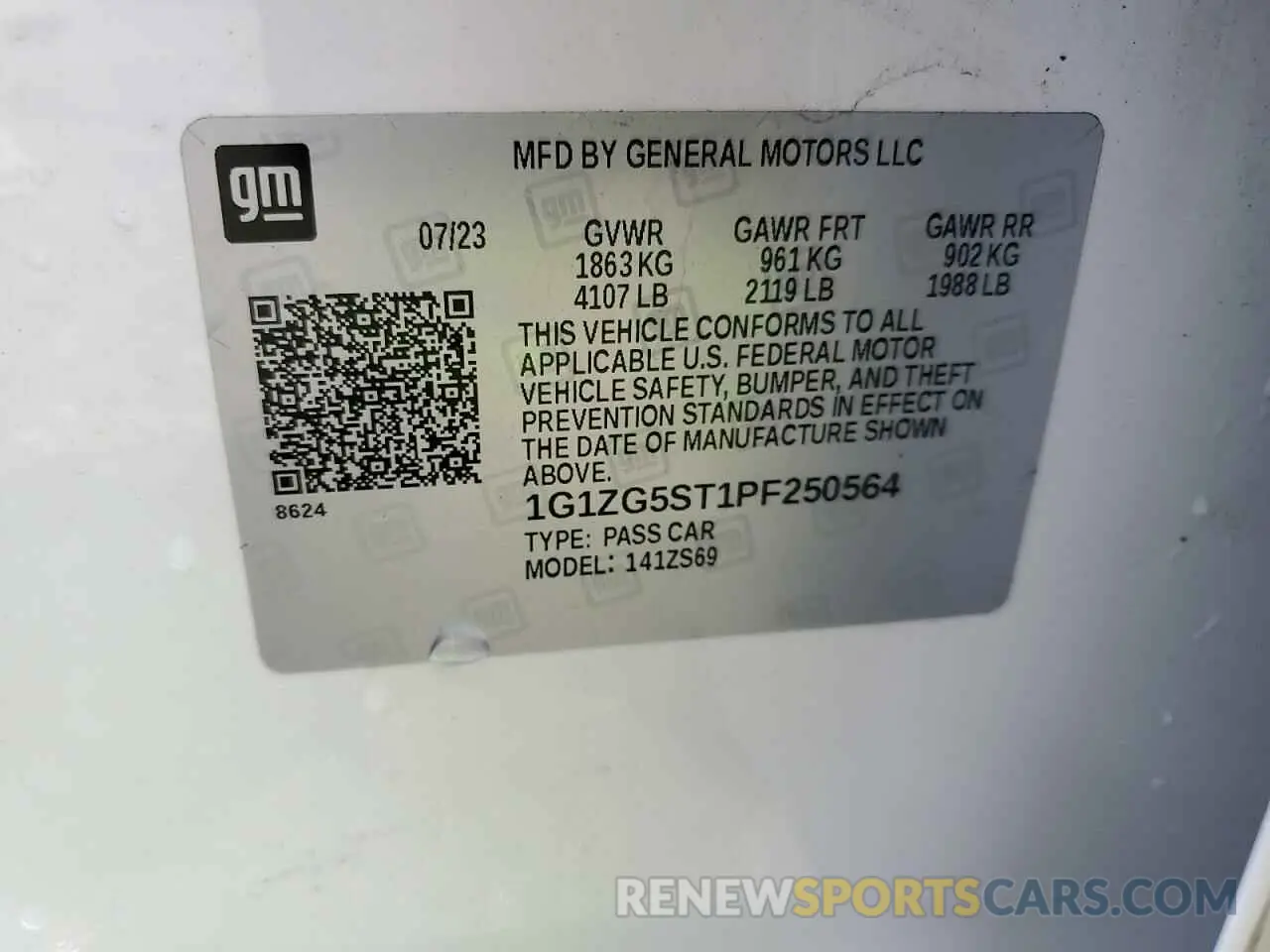 12 Photograph of a damaged car 1G1ZG5ST1PF250564 CHEVROLET MALIBU 2023