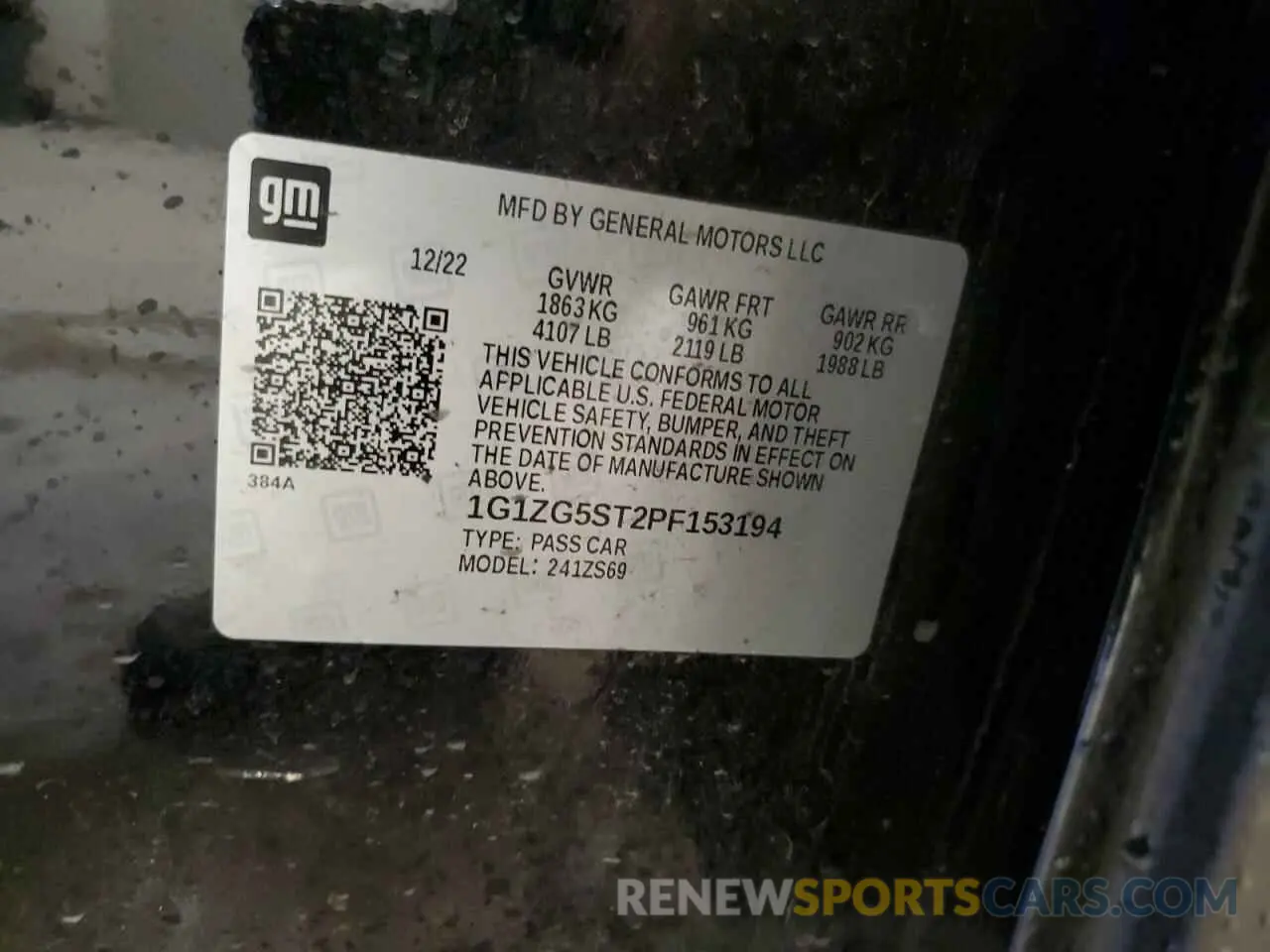 12 Photograph of a damaged car 1G1ZG5ST2PF153194 CHEVROLET MALIBU 2023