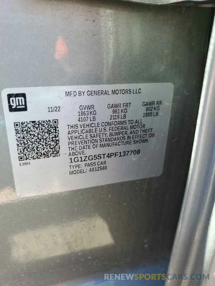 12 Photograph of a damaged car 1G1ZG5ST4PF137708 CHEVROLET MALIBU 2023