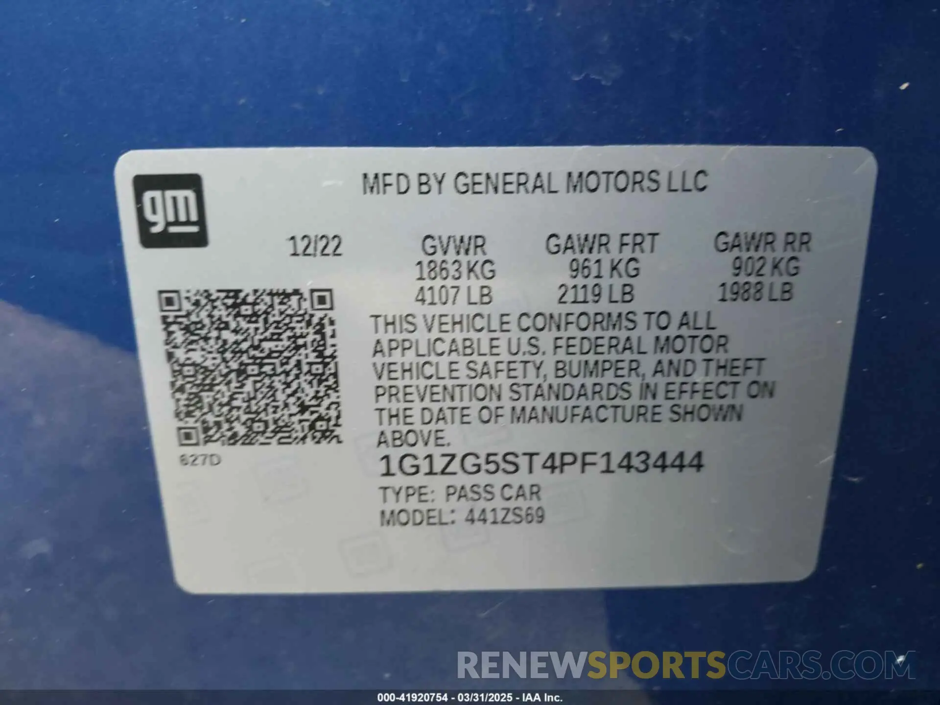 9 Photograph of a damaged car 1G1ZG5ST4PF143444 CHEVROLET MALIBU 2023