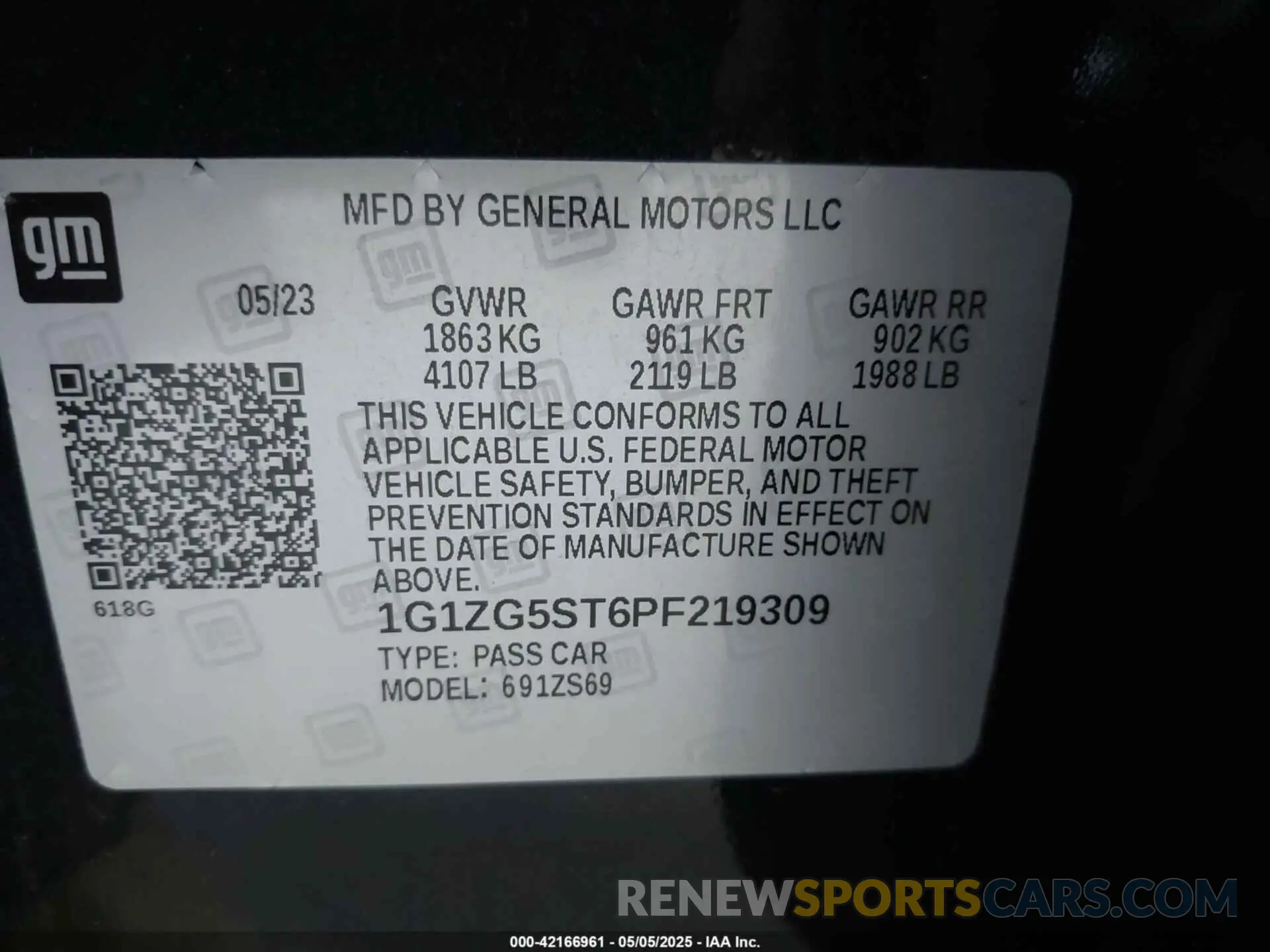 9 Photograph of a damaged car 1G1ZG5ST6PF219309 CHEVROLET MALIBU 2023