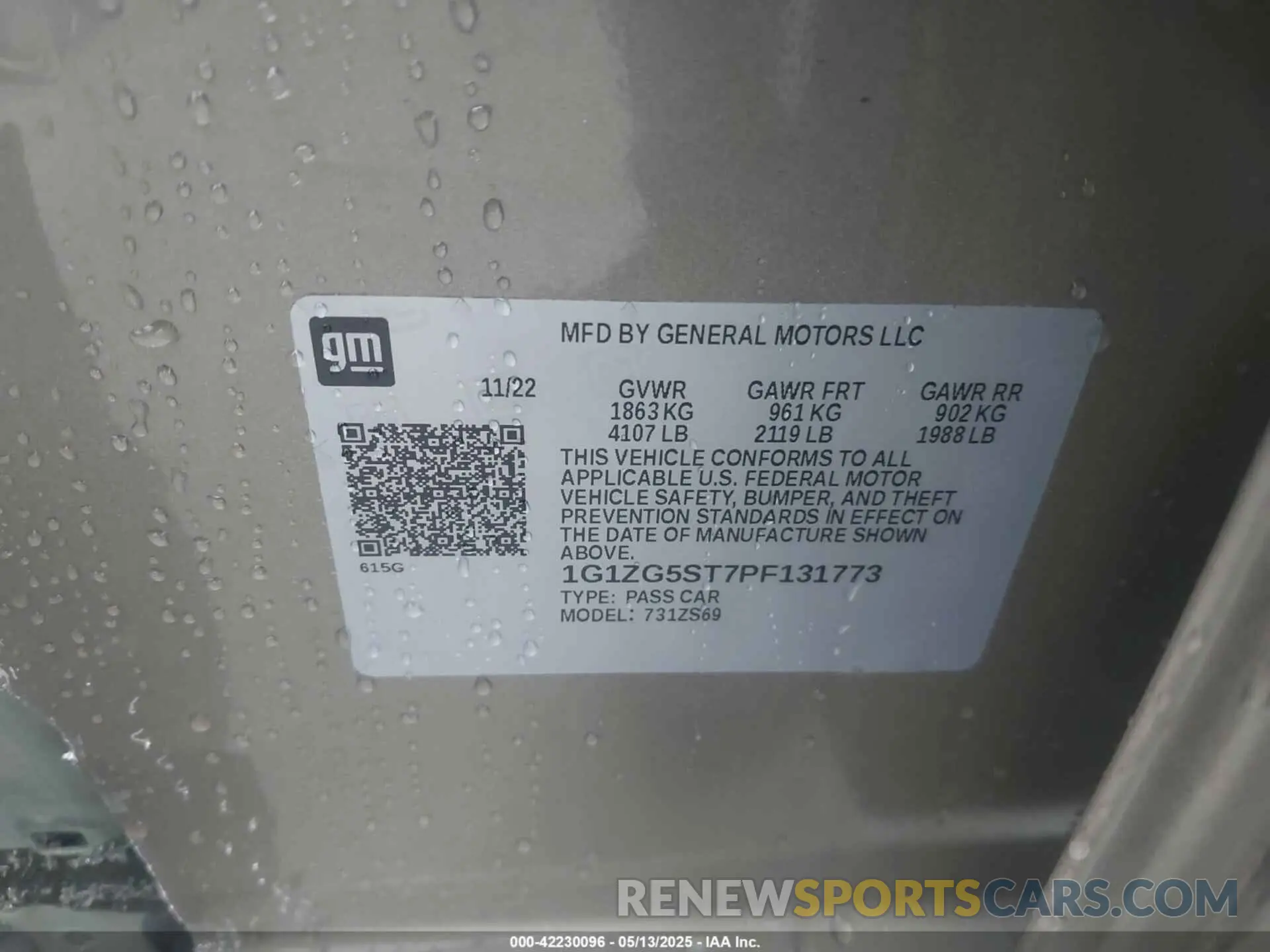 9 Photograph of a damaged car 1G1ZG5ST7PF131773 CHEVROLET MALIBU 2023