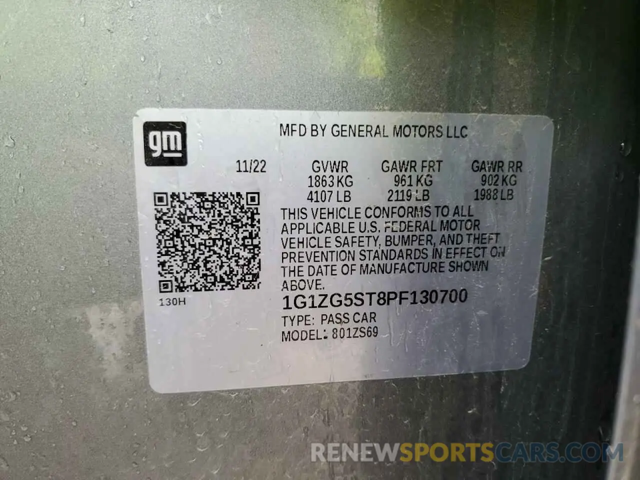 13 Photograph of a damaged car 1G1ZG5ST8PF130700 CHEVROLET MALIBU 2023