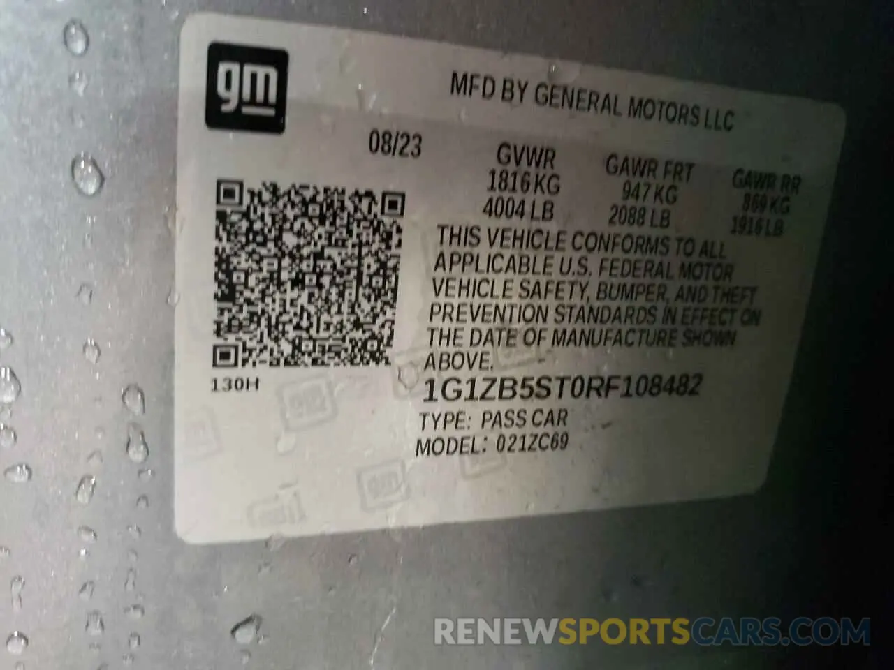 12 Photograph of a damaged car 1G1ZB5ST0RF108482 CHEVROLET MALIBU 2024