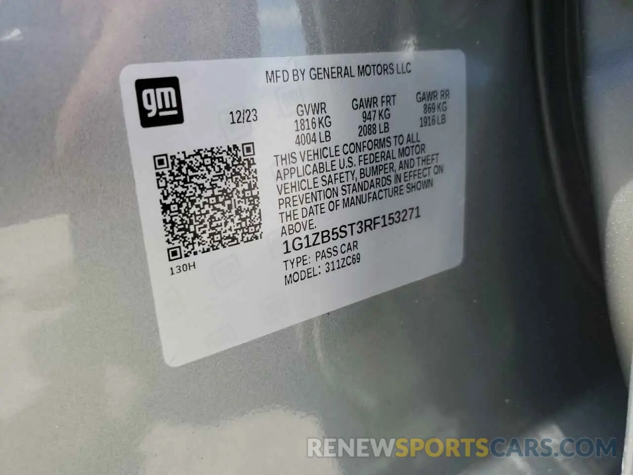 12 Photograph of a damaged car 1G1ZB5ST3RF153271 CHEVROLET MALIBU 2024