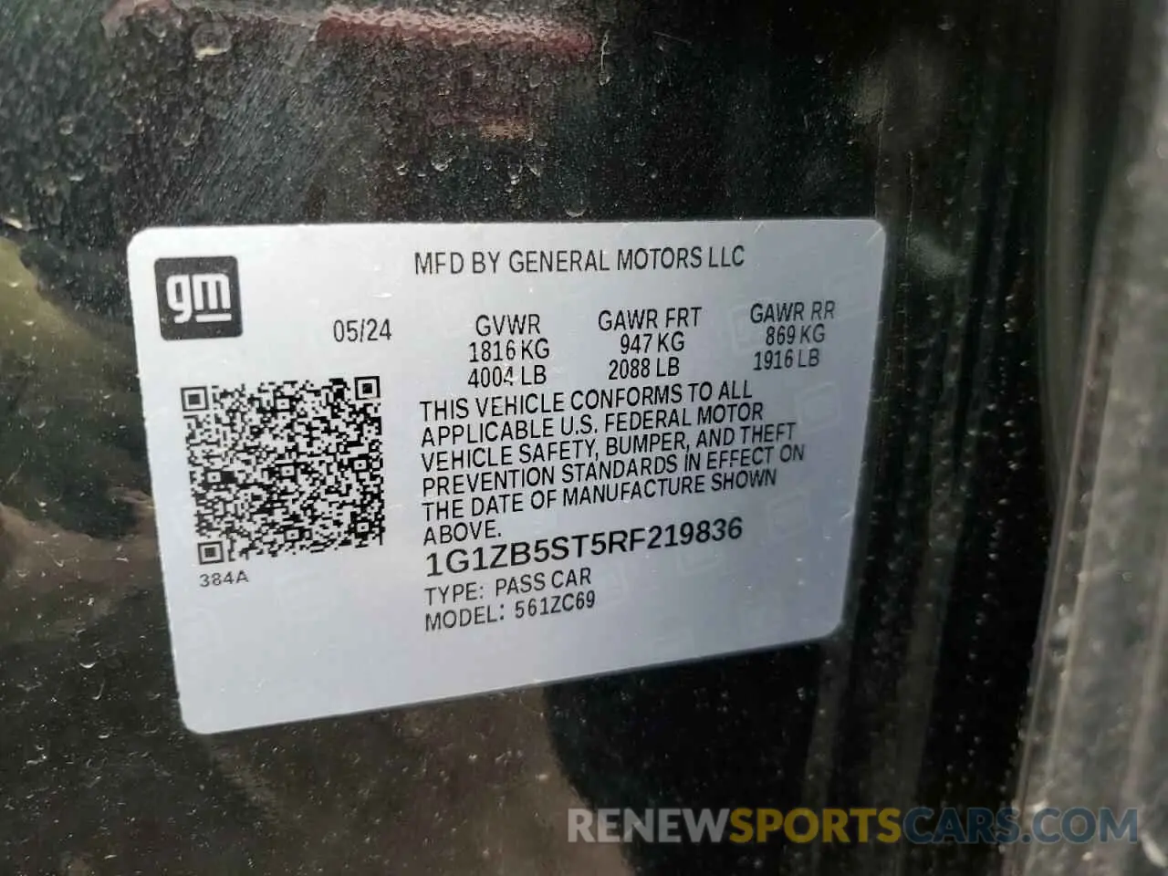 14 Photograph of a damaged car 1G1ZB5ST5RF219836 CHEVROLET MALIBU 2024