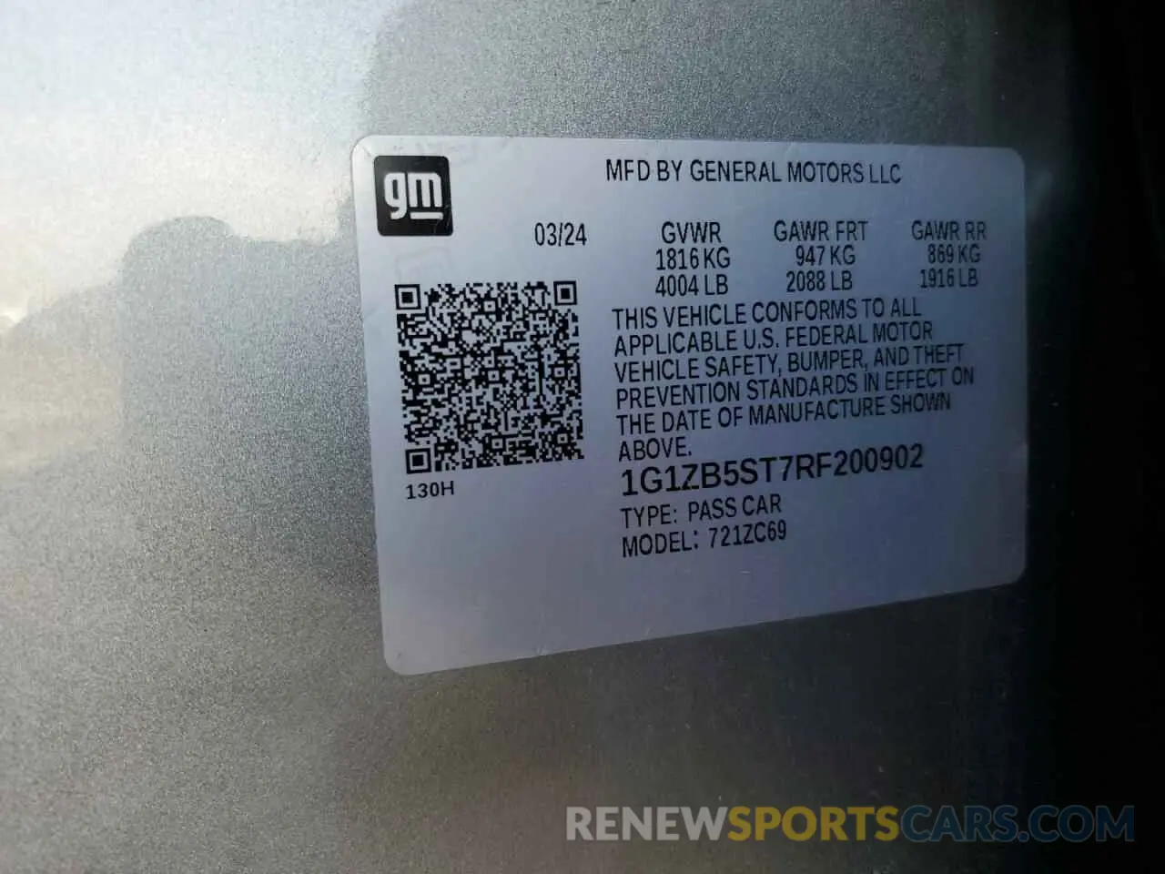 14 Photograph of a damaged car 1G1ZB5ST7RF200902 CHEVROLET MALIBU 2024