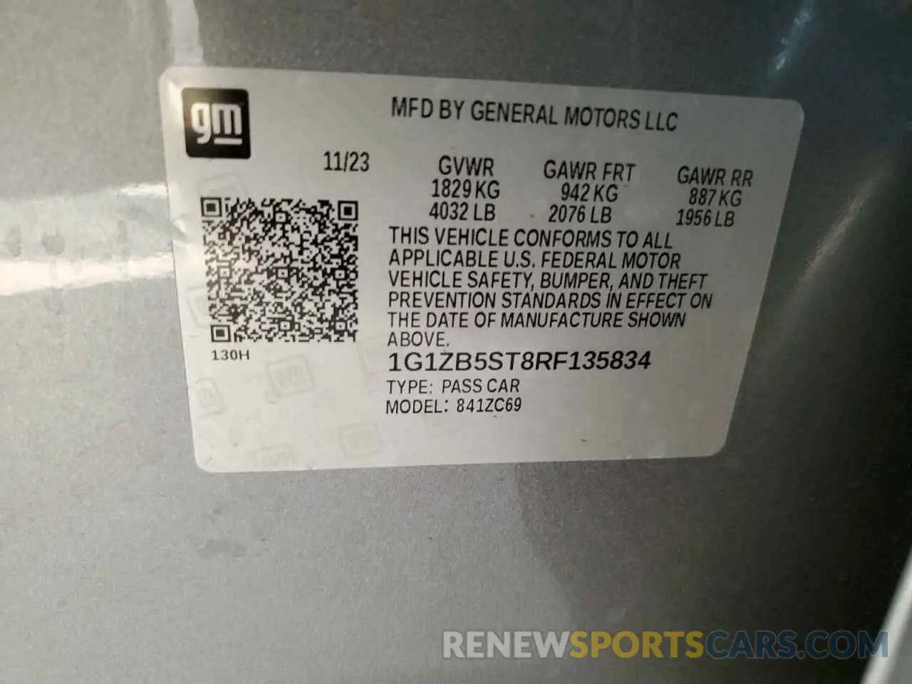 12 Photograph of a damaged car 1G1ZB5ST8RF135834 CHEVROLET MALIBU 2024