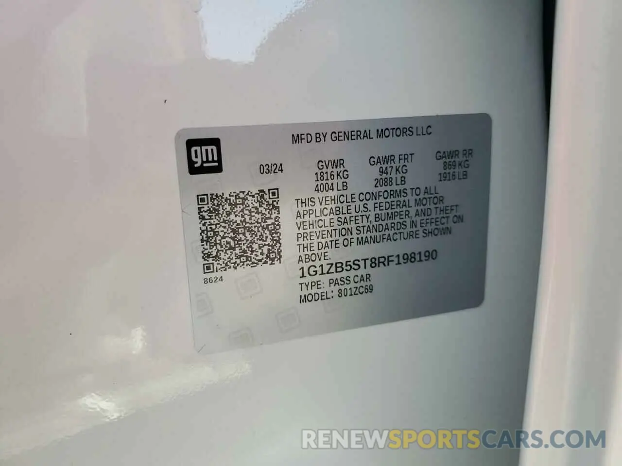 14 Photograph of a damaged car 1G1ZB5ST8RF198190 CHEVROLET MALIBU 2024