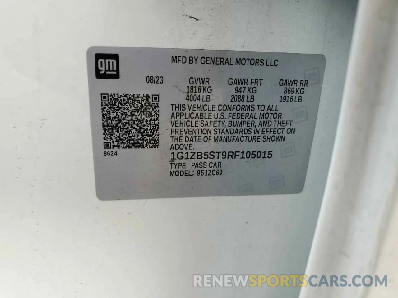 14 Photograph of a damaged car 1G1ZB5ST9RF105015 CHEVROLET MALIBU 2024