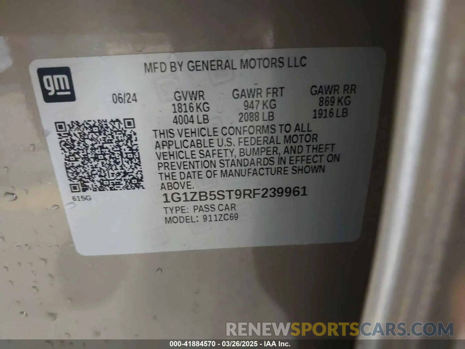 9 Photograph of a damaged car 1G1ZB5ST9RF239961 CHEVROLET MALIBU 2024
