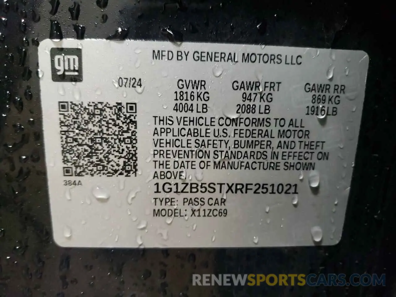 12 Photograph of a damaged car 1G1ZB5STXRF251021 CHEVROLET MALIBU 2024