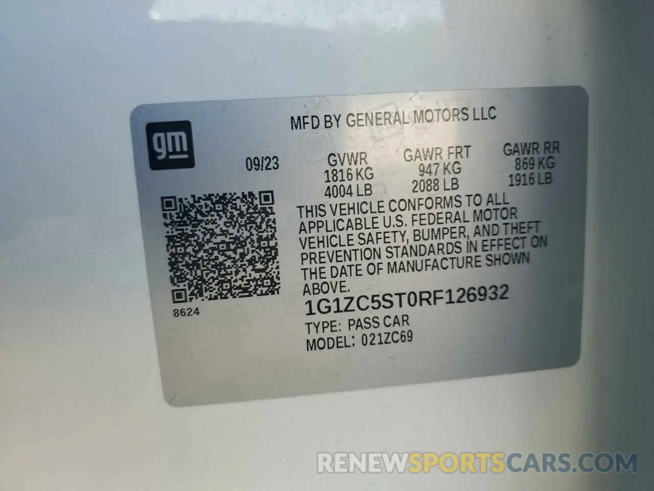 12 Photograph of a damaged car 1G1ZC5ST0RF126932 CHEVROLET MALIBU 2024
