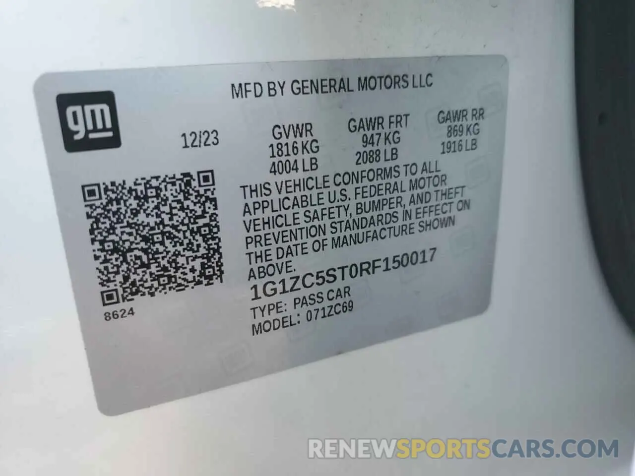 12 Photograph of a damaged car 1G1ZC5ST0RF150017 CHEVROLET MALIBU 2024
