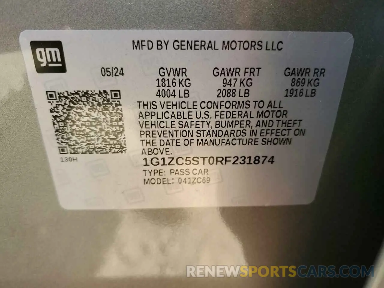 12 Photograph of a damaged car 1G1ZC5ST0RF231874 CHEVROLET MALIBU 2024