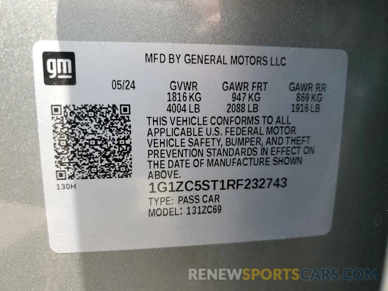 12 Photograph of a damaged car 1G1ZC5ST1RF232743 CHEVROLET MALIBU 2024