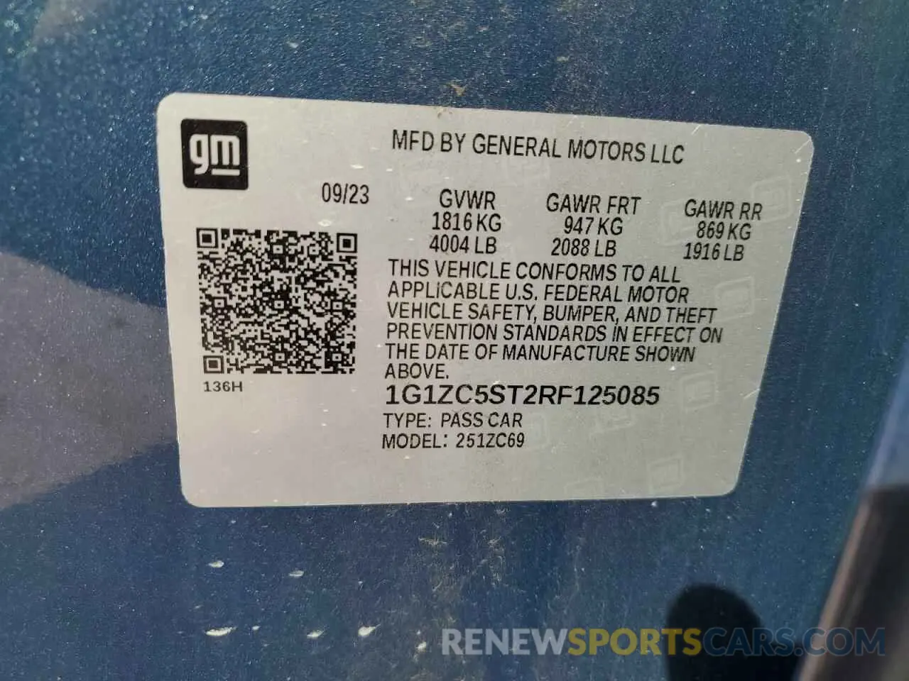 12 Photograph of a damaged car 1G1ZC5ST2RF125085 CHEVROLET MALIBU 2024