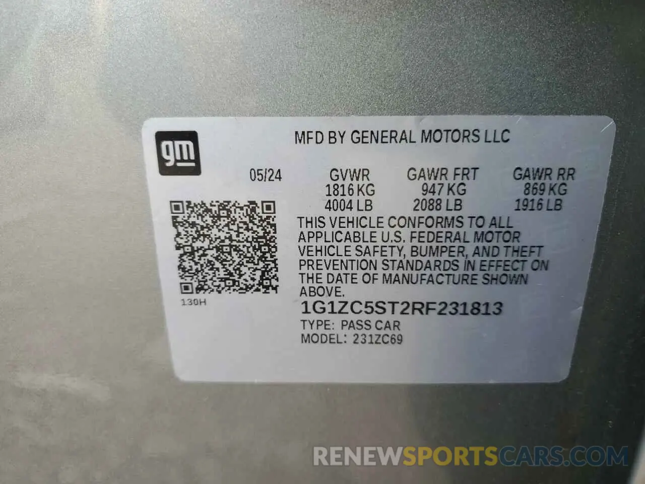 13 Photograph of a damaged car 1G1ZC5ST2RF231813 CHEVROLET MALIBU 2024
